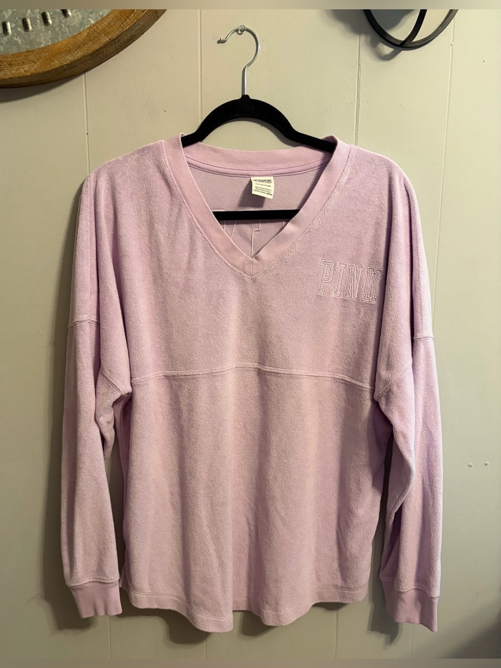 PINK Victoria's Secret Lavender V-Neck Pullover Terry Cloth